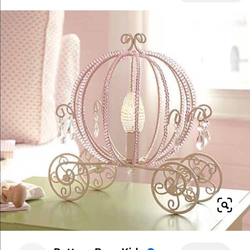 Pottery Barn pink princess carriage lamp